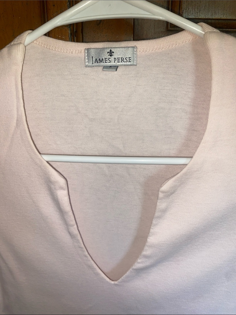 Vintage James Perse Deep V-Neck Tee Shirt-Pale Pink-Size 2 - Picture 3 of 6
